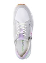 Waldl&auml;ufer Schn&uuml;rschuh mit zart schimmerndem Nappaleder mit Textil-Besatz 