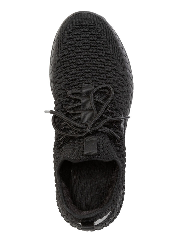 Schnür-Sneaker aus strukturiertem Textilmaterial SCHWARZ