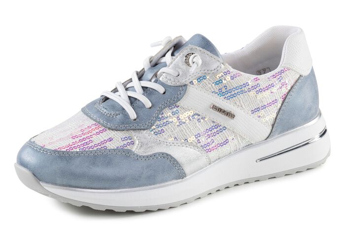 Sneaker mit schimmernden Pailletten BLEU-WEISS