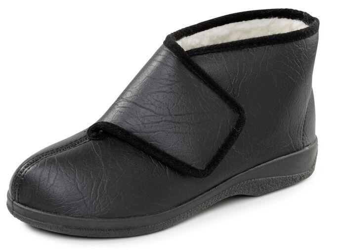 Gefütterte Herren-Hausschuhe, mit Schurwolle SCHWARZ