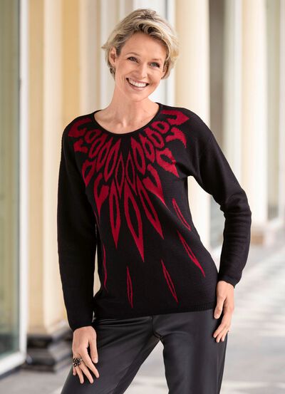 Pullover mit edel glänzendem Jacquard 