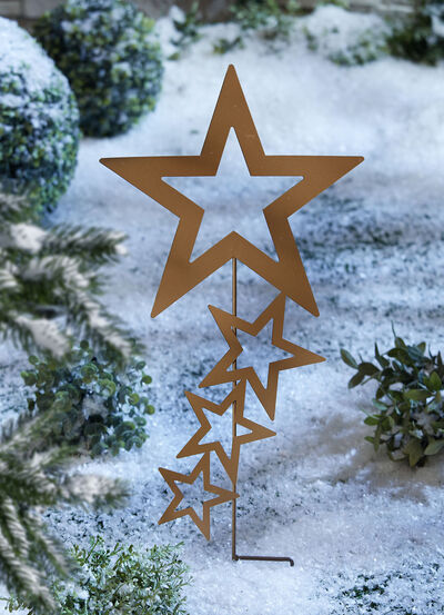Gartenstecker Sterne aus rostfarbenem Metall 