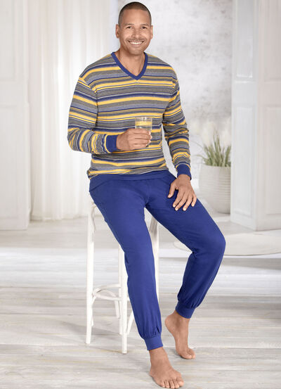 Schlafanzug mit V-Ausschnitt und Bündchenabschlüssen 