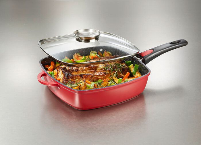 "King" Rechteckpfanne aus Aluguss ROT