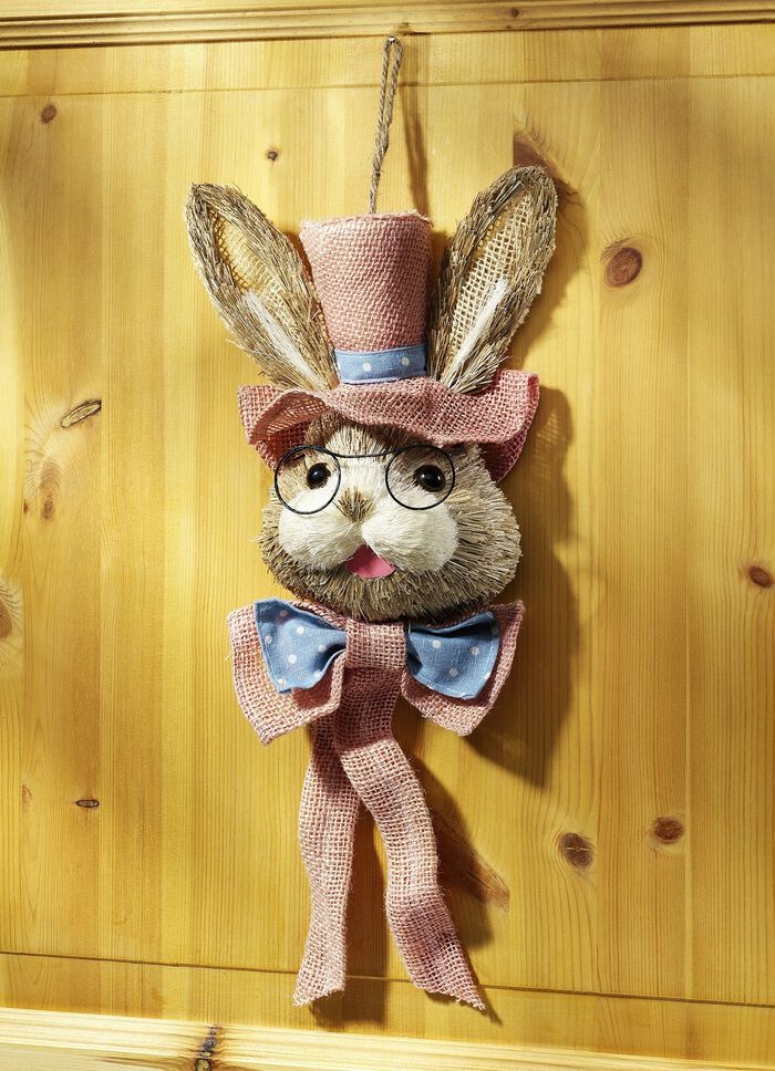 Hasenkopf aus fein geschnittenen Naturfasern 