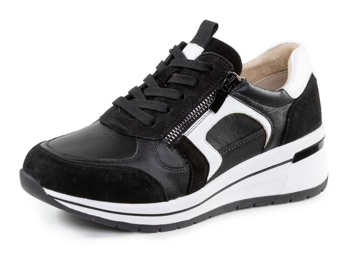 ELENA EDEN, sytlische Damen-Sneaker, Weite H, mit herausnehmbarem Fußbett SCHWARZ-WEISS