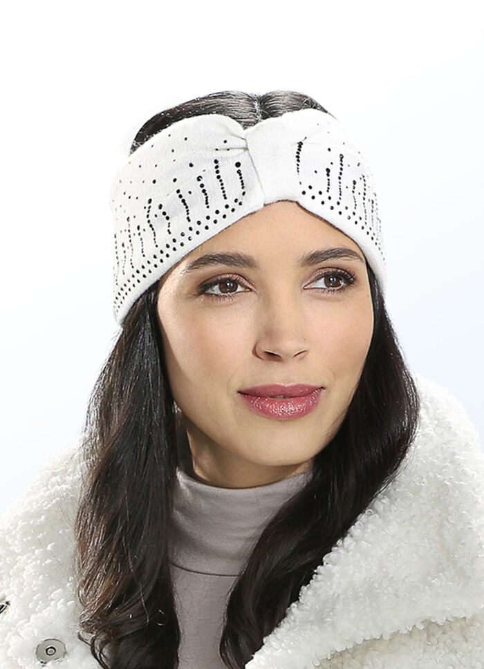 Elegantes Damen-Stirnband, mit Glitzer-Applikationen NATURWEISS