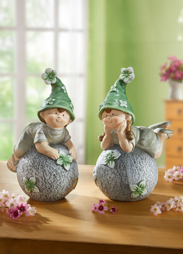 Wichtelkinder, 2er-Set, aus Terrakotta 