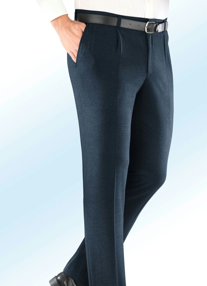 "Klaus Modelle"-Dehnbundhose mit Bundfalten RAUCHBLAU