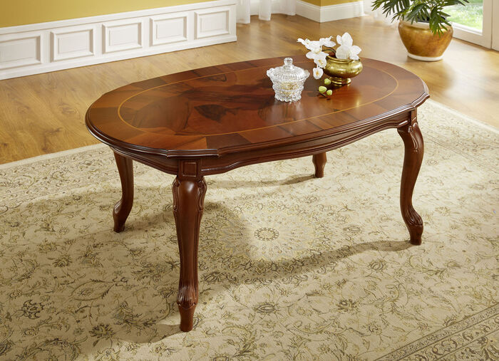 Couchtisch mit geschwungenen Tischbeinen NUSSBAUM