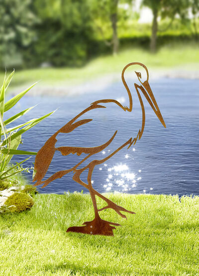 Gartenstecker Storch aus Spezialstahl 