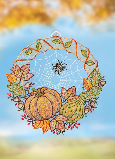 Fensterbild aus echter Plauener Spitze 