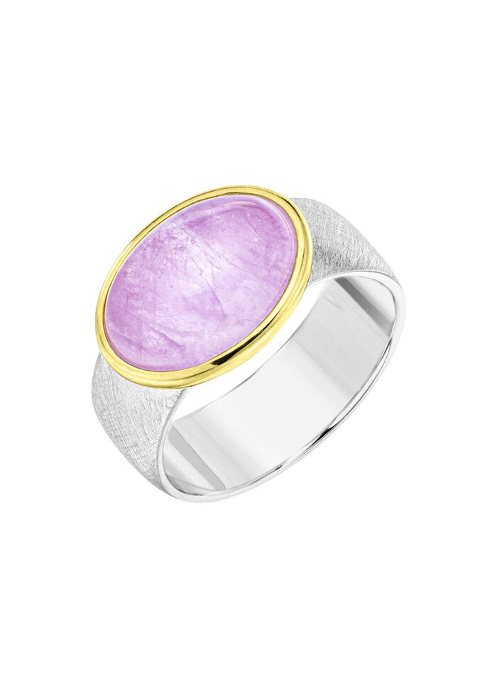 Damenring in Bicolor mit Milky-Kunzit 