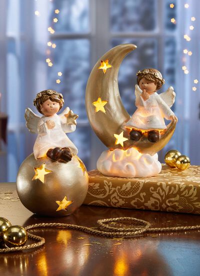 Beleuchteter Engel aus Keramik 