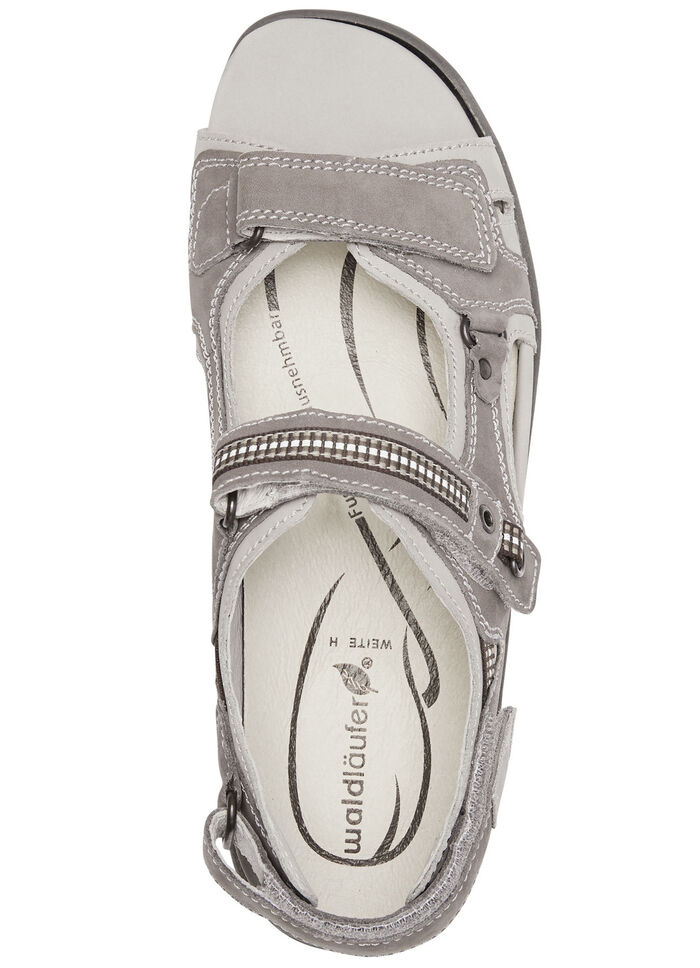 Waldläufer, sportliche Damen-Sandalen, Weite H, mit herausnehmbarem Fußbett GRAFIT-HELLGRAU