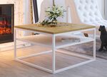 Couchtisch mit Gestell und Ablage aus Stahl EICHE HELL-WEISS