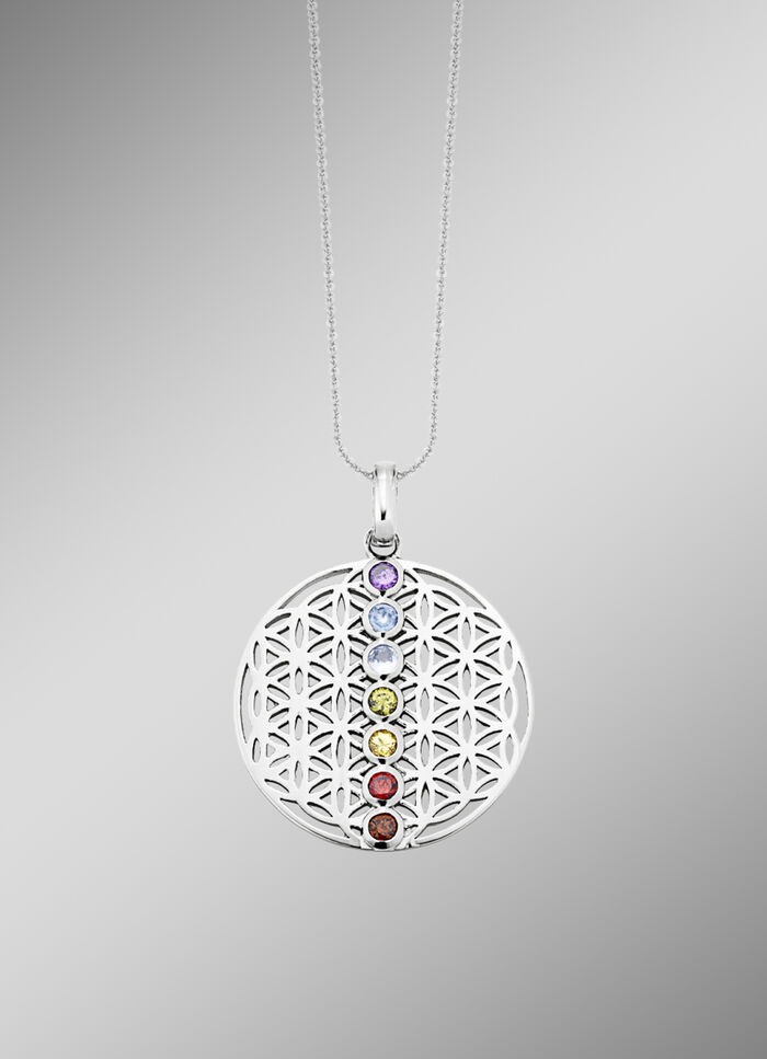 Chakra Anhänger aus Silber mit Edelsteinen 