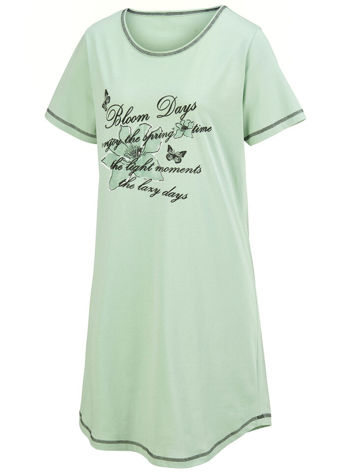 Zweierpack Nachthemden, Kurzarm mit Rundhals 1X KORALLE, 1X JADEGRÜN