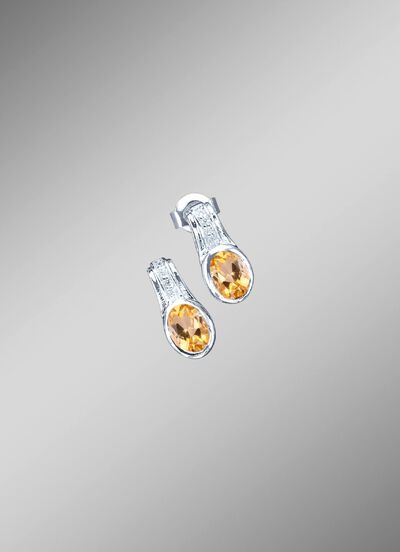 Ohrstecker mit echt Citrin und synth. Zirkonia 