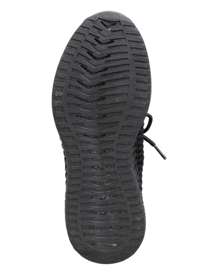 Schnür-Sneaker aus strukturiertem Textilmaterial SCHWARZ