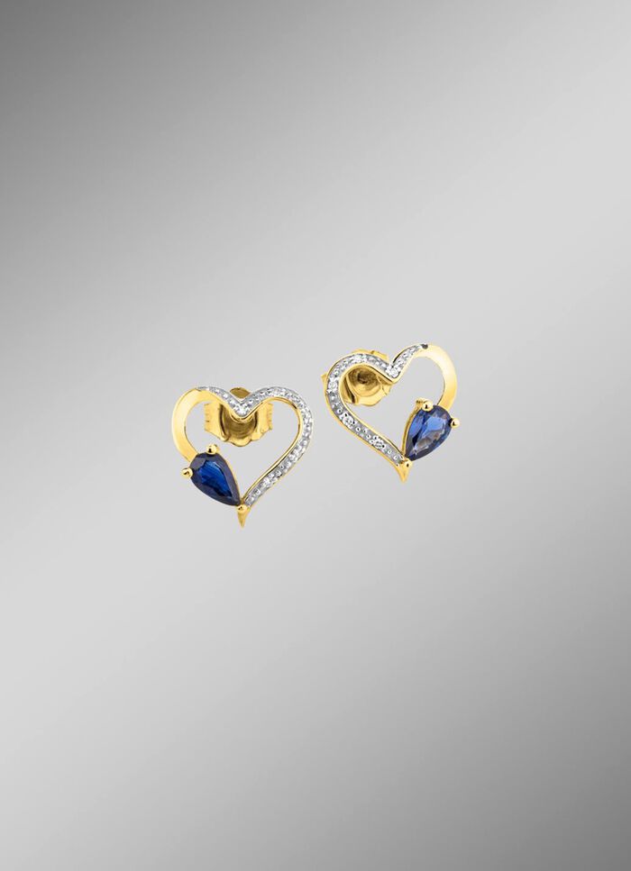 Herz-Ohrstecker mit echt Safir 