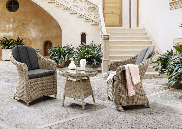 Dreiteiliges Balkonset Malaga mit Auflagen 