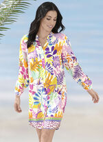 Longbluse mit langen Ärmeln und Bordürendruck 