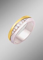 Damenring in Bicolor mit synth. Zirkonia 