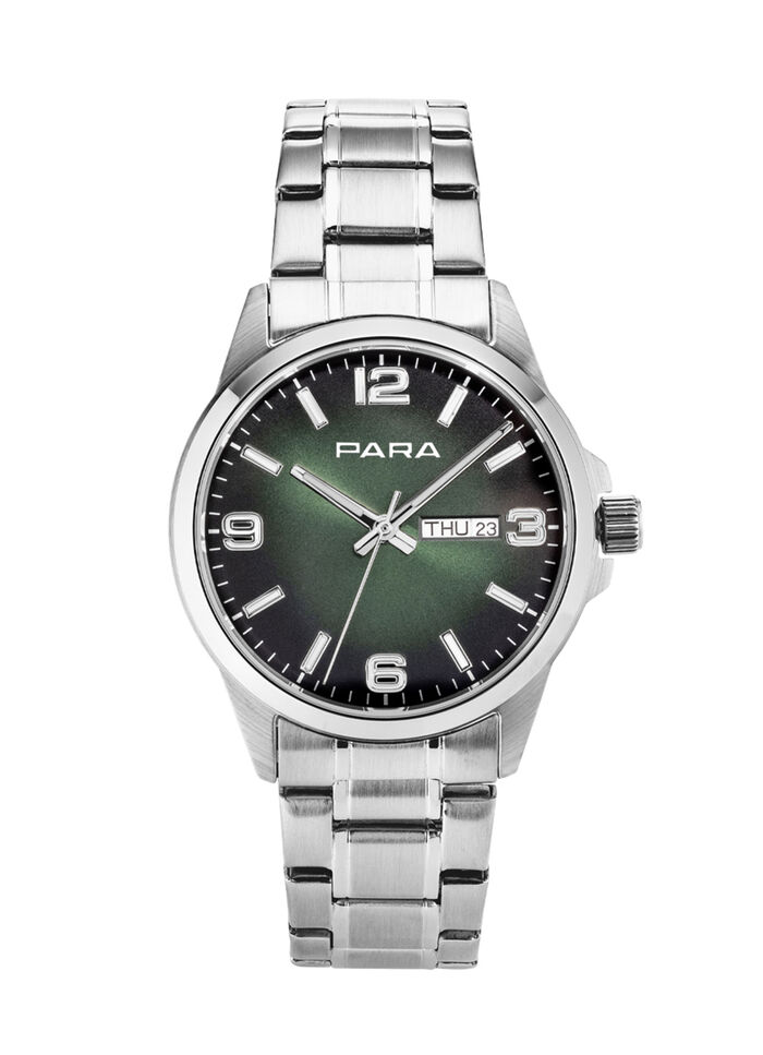 Para-Quartz-Herrenuhr mit Stahlbandgehäuse 