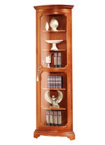 Teilmassive Eckvitrine mit gebogenen Glast&uuml;ren mit Schloss KIRSCHBAUM