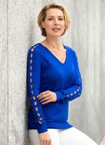 Pullover in weicher leicht gl&auml;nzender Qualit&auml;t ROYALBLAU