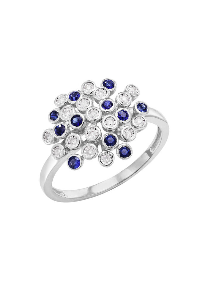 Hochwertiger Damenring mit Safir und Brillanten 