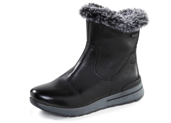 Caprice, gef&uuml;tterte Damen-Stiefeletten, Winterschuhe, Weite H, mit herausnehmbarem Fu&szlig;bett SCHWARZ