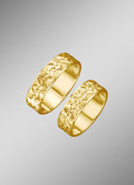 Trauring, teilweise satiniert und wellenförmig diamantiert 