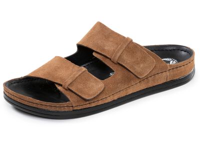 Mubb, klassische Herren-Pantoletten, Weite H, aus Leder 