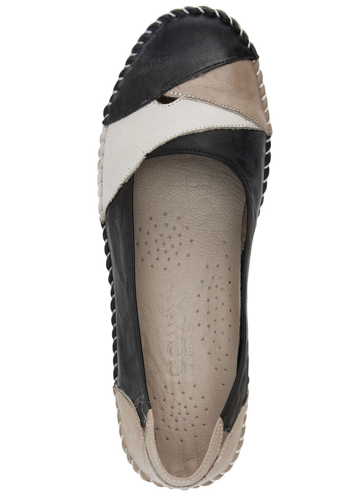 Gemini, klassische Damen-Slipper, Weite G, mit herausnehmbarem Fußbett SCHWARZ-TAUPE