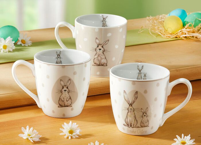 Henkelbecher, 3er-Set, aus Porzellan 