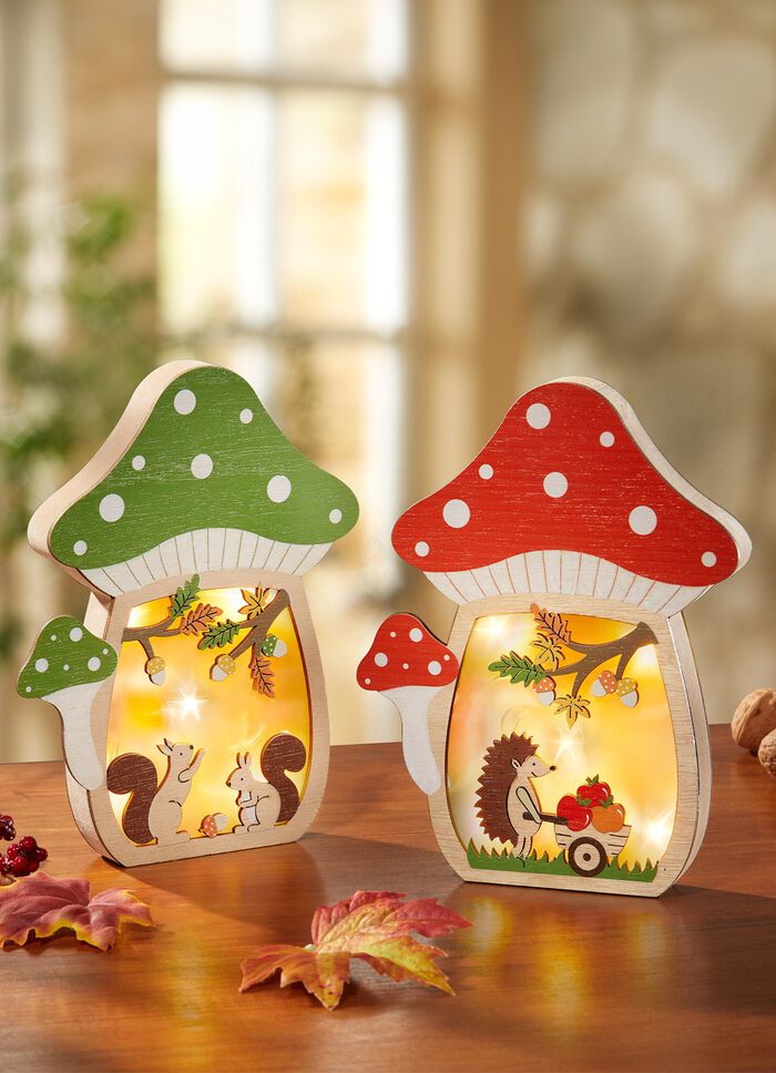 Beleuchtetes Pilz-Haus, batteriebetrieben 