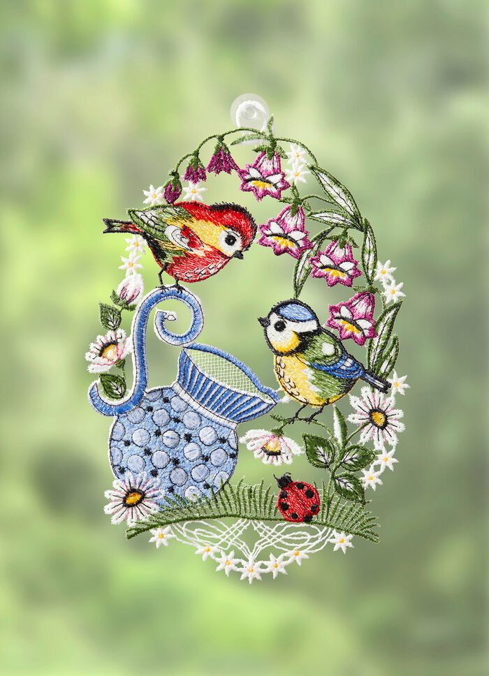 Fensterbild aus echter Plauener Spitze  