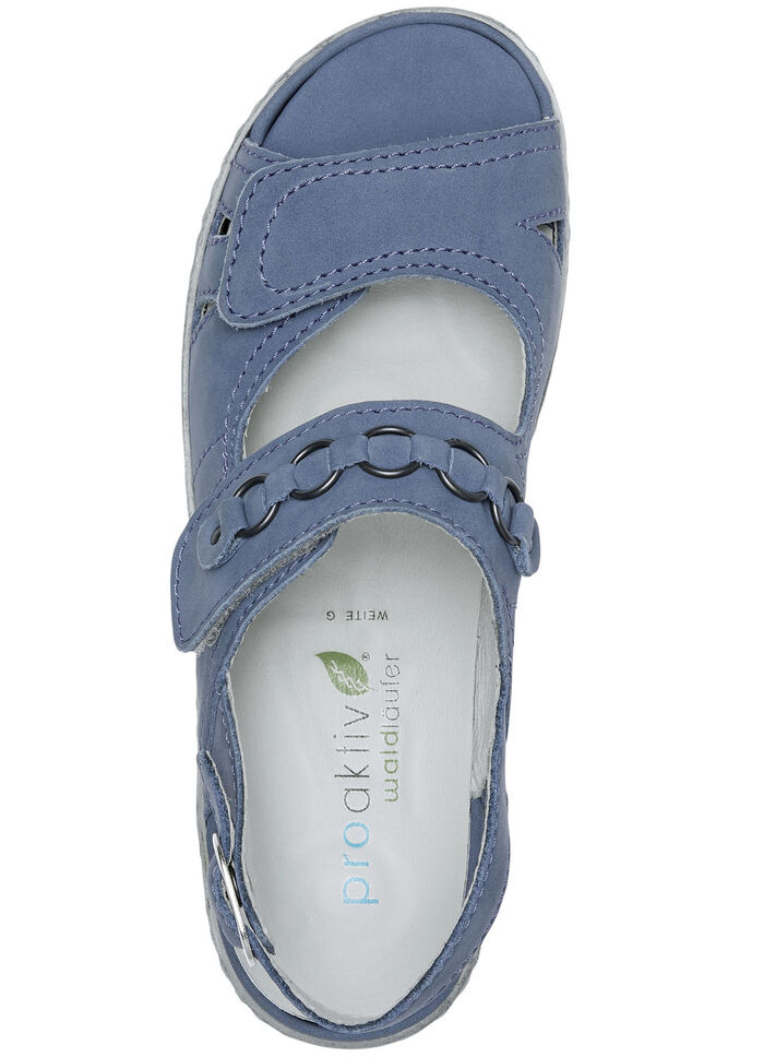 Waldläufer, bequeme Damen-Sandalen, Weite G, mit herausnehmbarem Fußbett JEANSBLAU