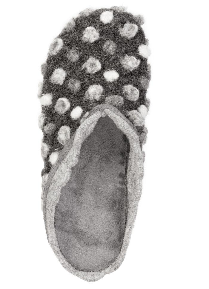 Laurina, klassische Damen-Hausschuhe, mit herausnehmbarem Fußbett GRAU-WEISS