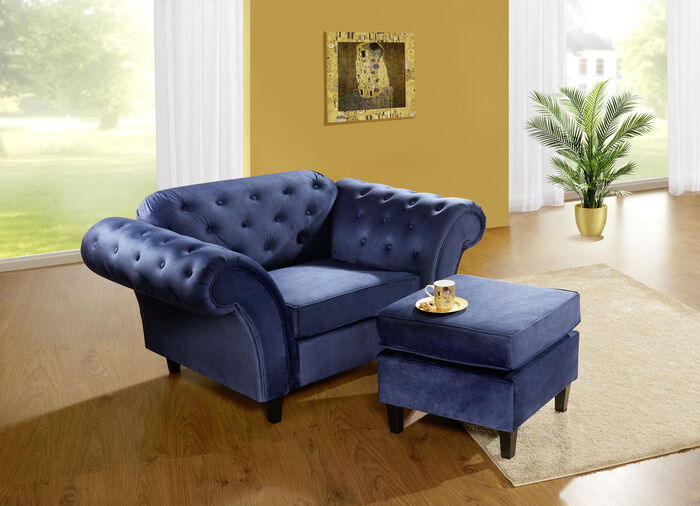 Außergewöhnliche Polstermöbel auf stabilem Holzgrundgestell BLAU