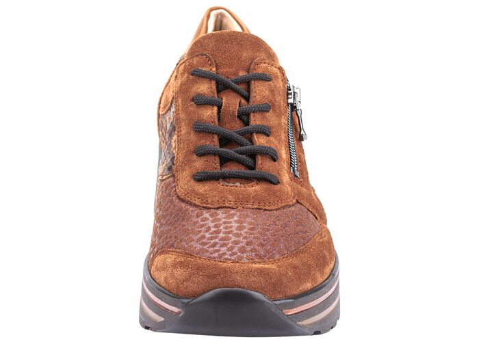 Waldl&auml;ufer Schn&uuml;rschuh mit Stretchmaterial im Ballenbreich COGNAC