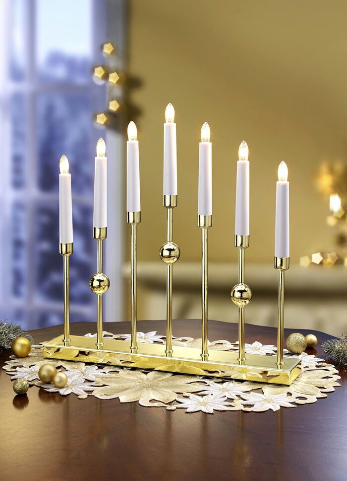 Leuchter, 7-flammig, aus Metall GOLD