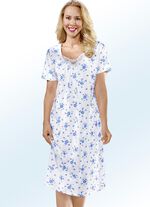 Zweierpack Nachthemden mit Rundhals und Alloverdessin 1X WEISS-ROYALBLAU, 1X WEISS-APFELGR&Uuml;N