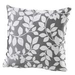 Kissenbezug mit hübschem Blättermotiv GRAU-WEISS