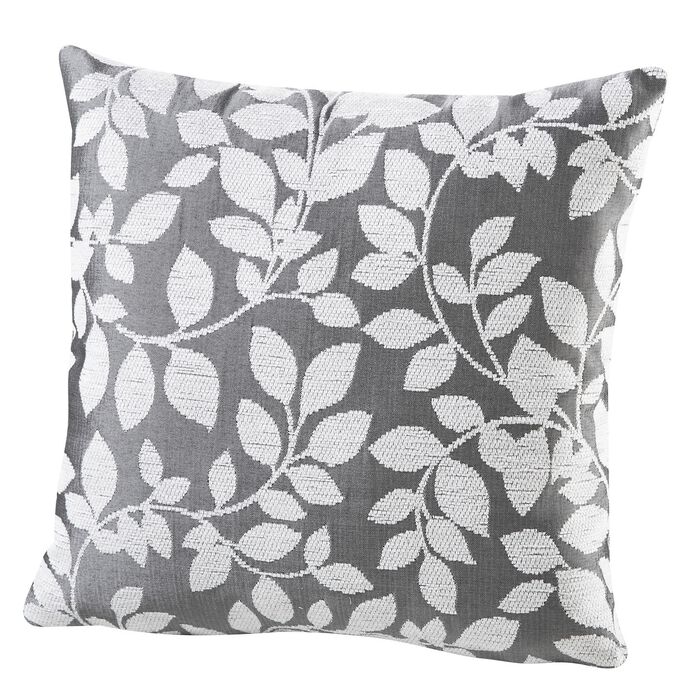 Kissenbezug mit hübschem Blättermotiv GRAU-WEISS