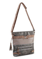 Tasche mit teilweise glitzernden Flechtdurchzügen GRAU-BRAUN