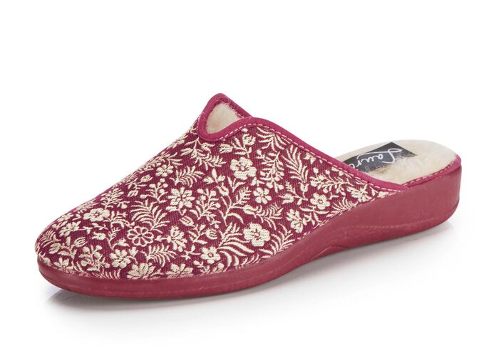 Laurina Pantoffel mit Blumen-Stickerei BORDEAUX