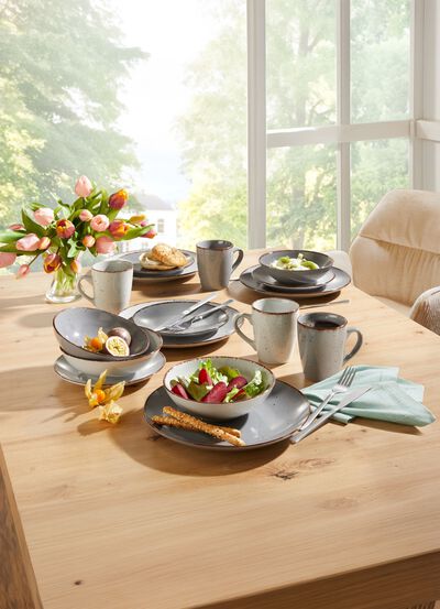 Kombi-Service, 16-teilig, aus Feinsteinzeug im Natur-Look 
